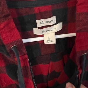 Red and black L.L bean Womens flannel zip up jacket